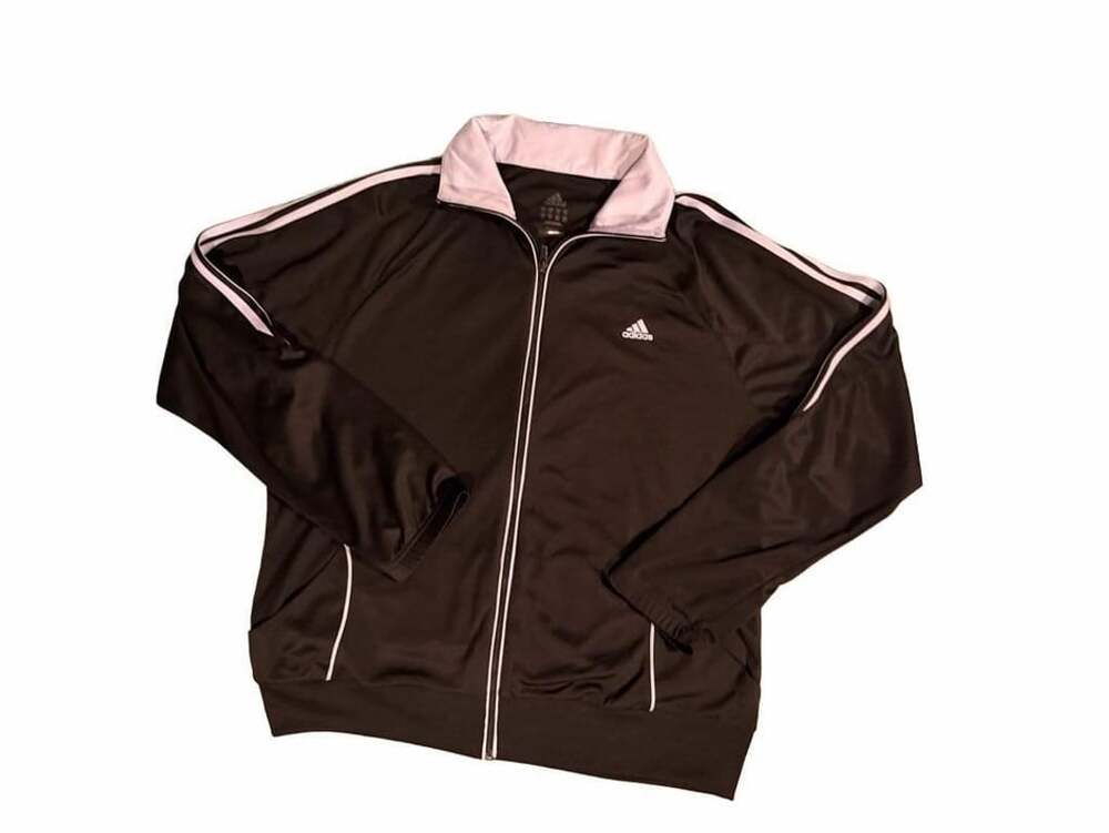 Adidas Track Jacket Full Zip Black White Athletic